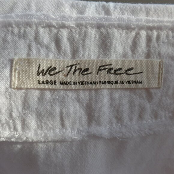 Free People Hi-Low Raw Edge Blouse 100% Cotton Oversized LARGE NWOT - Picture 10 of 10